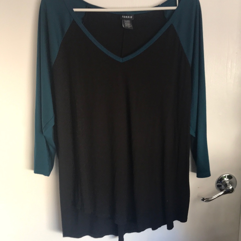 Torrid Baseball Style Top - Blue and Black